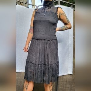 Anthropologie hazelhazelhazel black Victorian high neck tiered dress